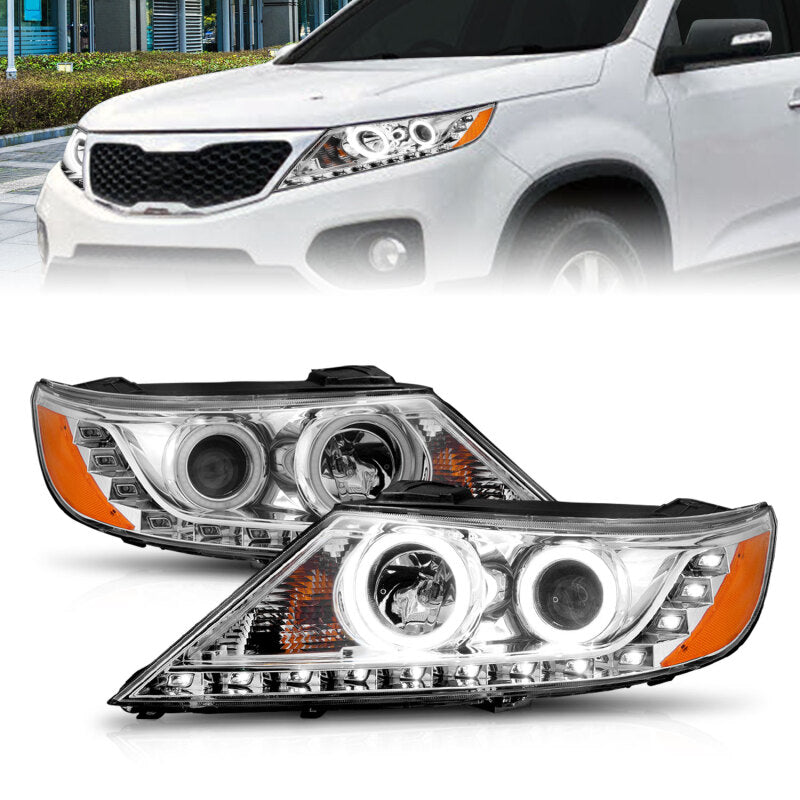 ANZO 2011-2013 Kia Sorento Projector Headlights w/ Halo Chrome (CCFL) - 111249