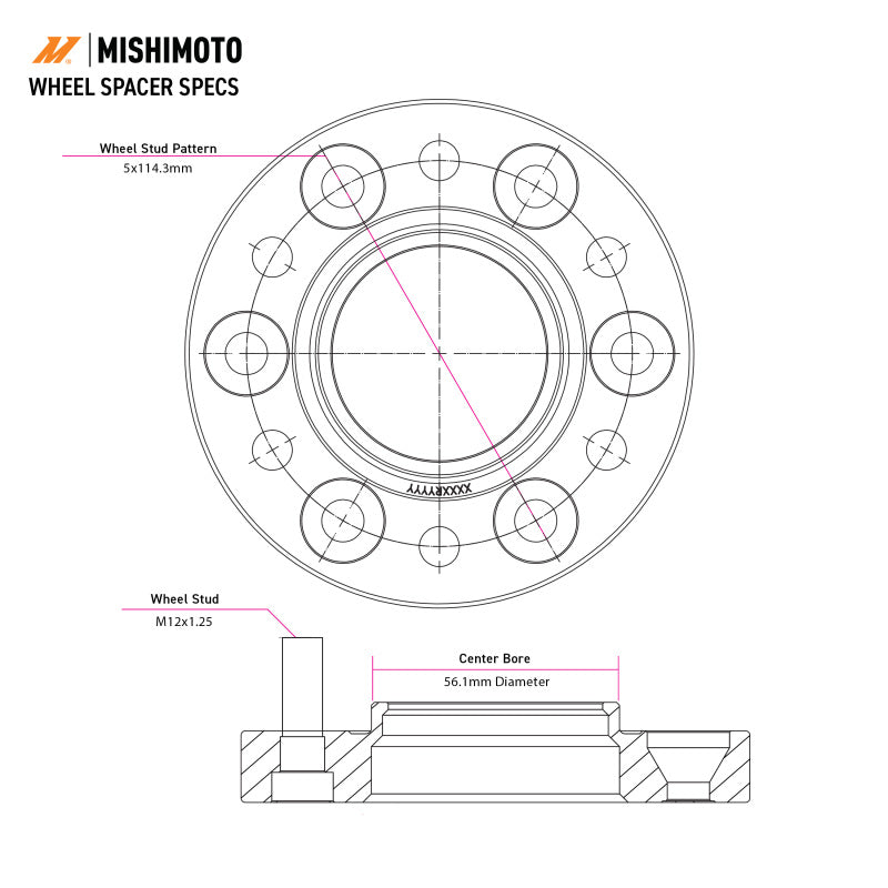 Mishimoto 5x114.3 15mm 56.1 Bore M12 Wheel Spacers - Black - MMWS-003-150BK