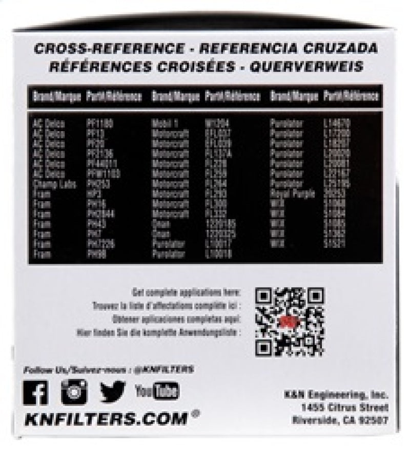 K&N Oil Filter for Fiat/Porsche/Triump/Alfa Romeo/MG/Dodge/Mercury/Toyota 3.656in OD x 4in - PS-2004