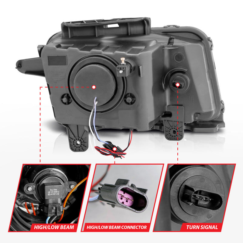 ANZO 2010-2013 Chevrolet Camaro Projector Headlights w/ Halo Chrome (CCFL) - 121311