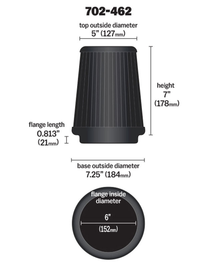 Airaid Universal Air Filter - Cone 6 x 7-1/4 x - 702-462