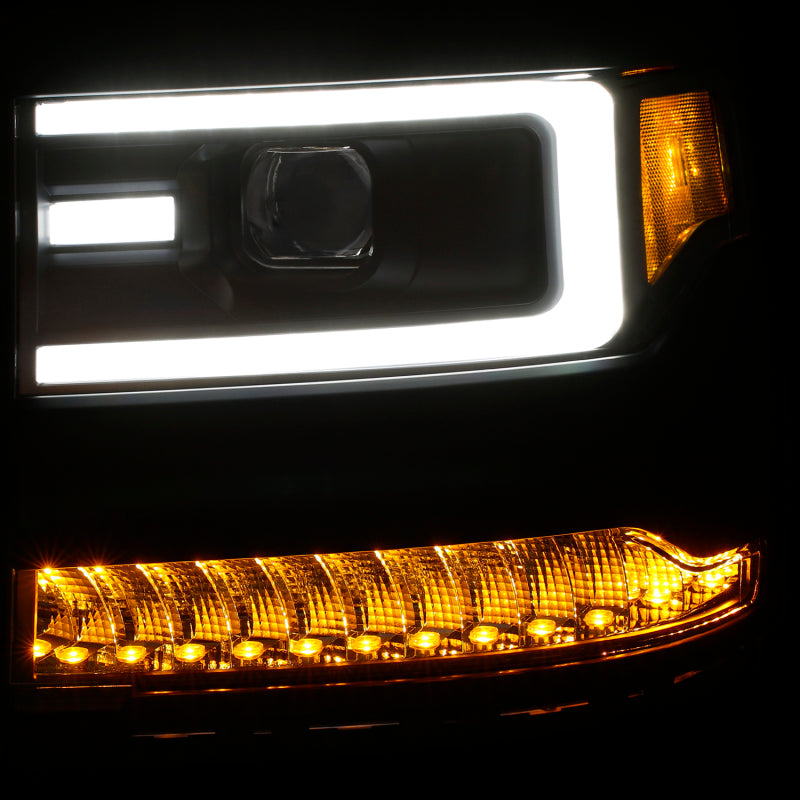 ANZO 16-17 Chevy Silverado 1500 Prjctr. Headlight Plank Styl. w/Amber - 111373