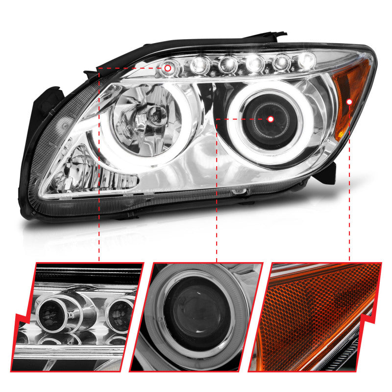 ANZO 2005-2010 Scion Tc Projector Headlights w/ Halo Chrome (CCFL) - 121120