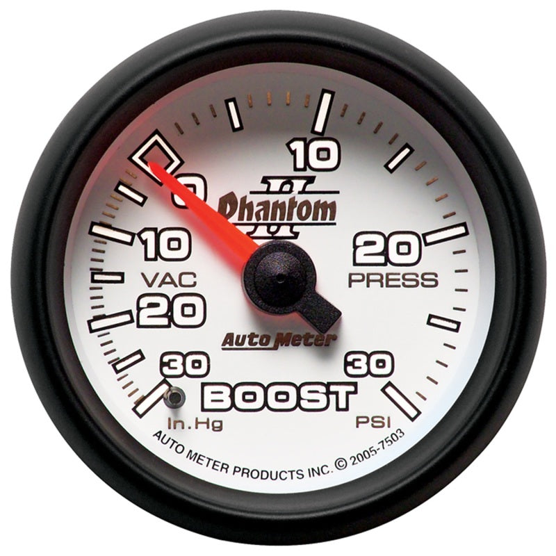 Autometer Phantom II 52.4mm Mechanical Vacuum / Boost Gauge 30 - 7503