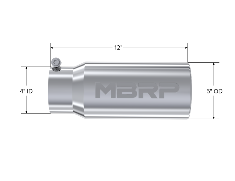 MBRP Universal Tip 5 O.D. Rolled Straight 4 inlet 12 - T5050