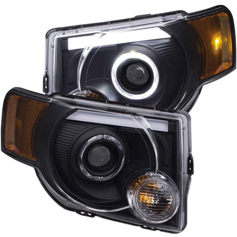 ANZO 2008-2012 Ford Escape Projector Headlights w/ Halo Black - 111355