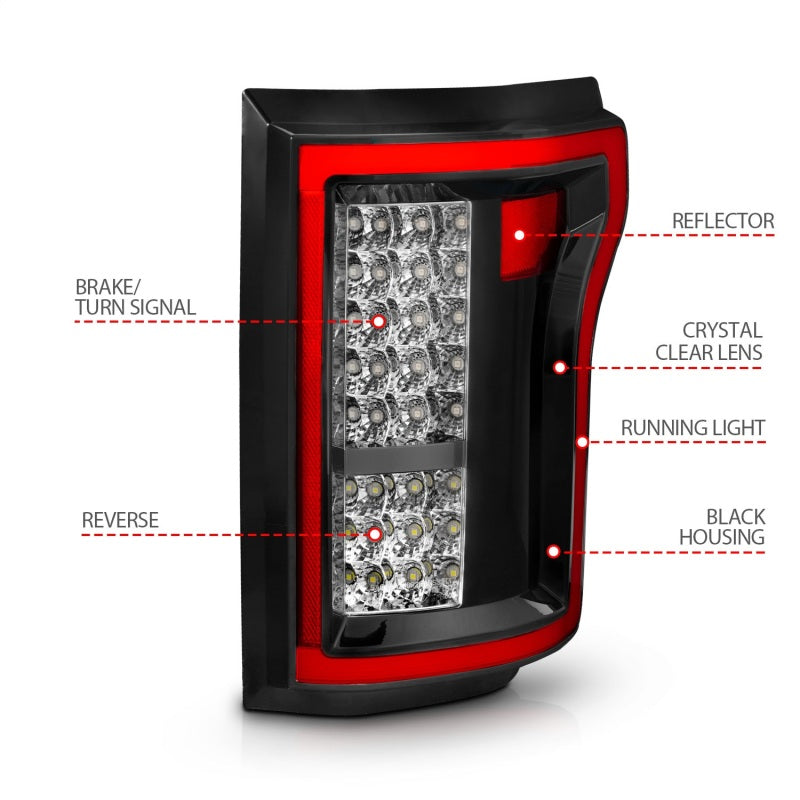 ANZO 2015-2016 Ford F-150 LED Taillights Red/Clear - 311262