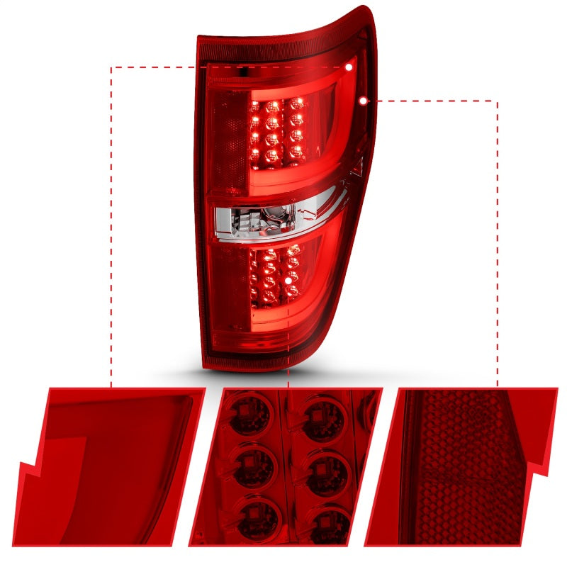 ANZO 2009-2013 Ford F-150 LED Taillights Red/Clear - 311260