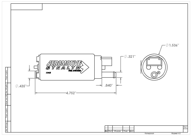 Aeromotive 340 Series Stealth In-Tank E85 Fuel Pump - Offset - 11542
