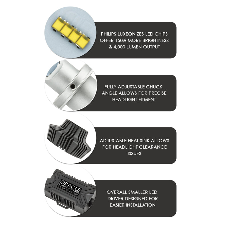 Oracle 9005 4000 Lumen LED Headlight Bulbs (Pair) - 6000K - 5239-001