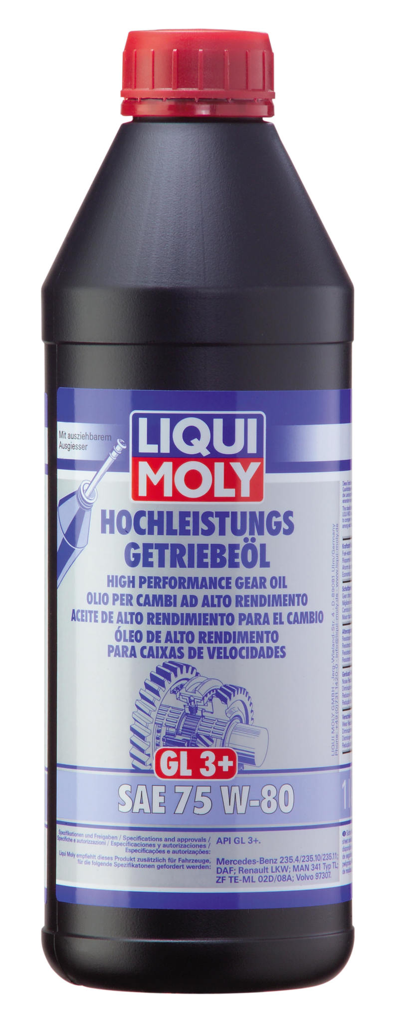 LIQUI MOLY 1L High Performance Gear Oil (GL3+) SAE 75W80 - 22080 - 6/pkg