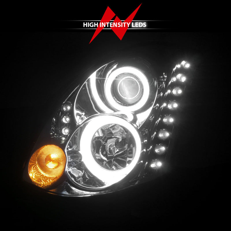 ANZO 2003-2007 Infiniti G35 Projector Headlights w/ Halo Chrome (CCFL) - 121364