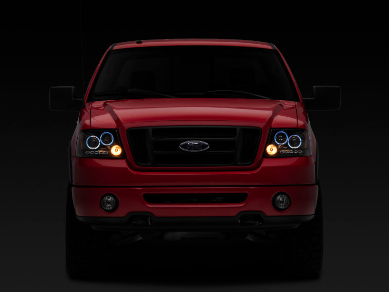 Raxiom 04-08 Ford F-150 Dual LED Halo Projector Headlights- Black - T542827