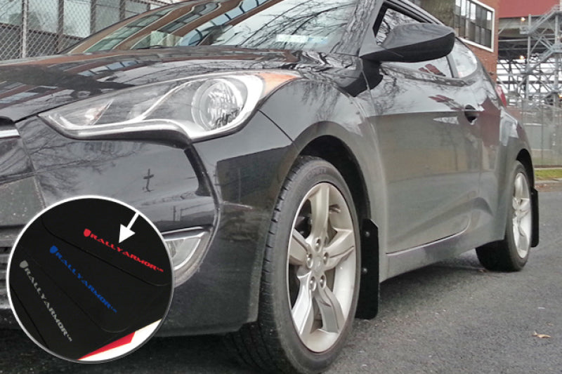Rally Armor 12-18 Hyundai Veloster Black UR Mud Flap w/ - MF24-UR-BLK/RD