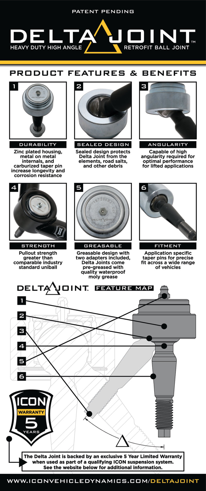 ICON 2007+ Toyota FJ / 2003+ Toyota 4Runner Tubular Upper - 58451DJ