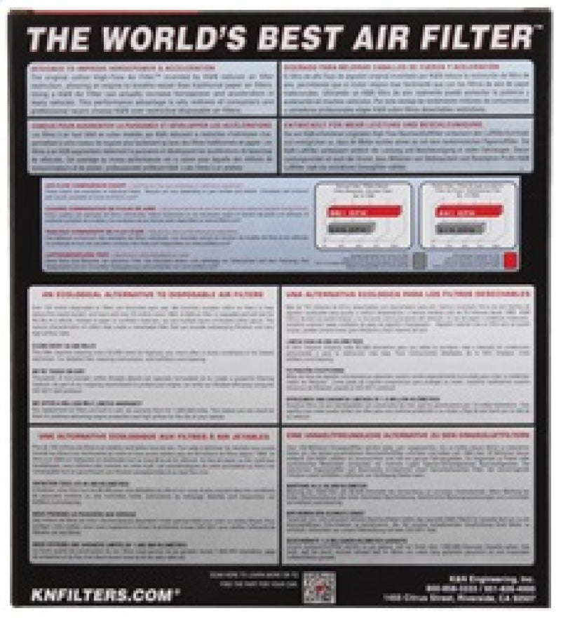 K&N Replacement Panel Air Filter for 2015 Ford Mustang 2.3L - 33-5029