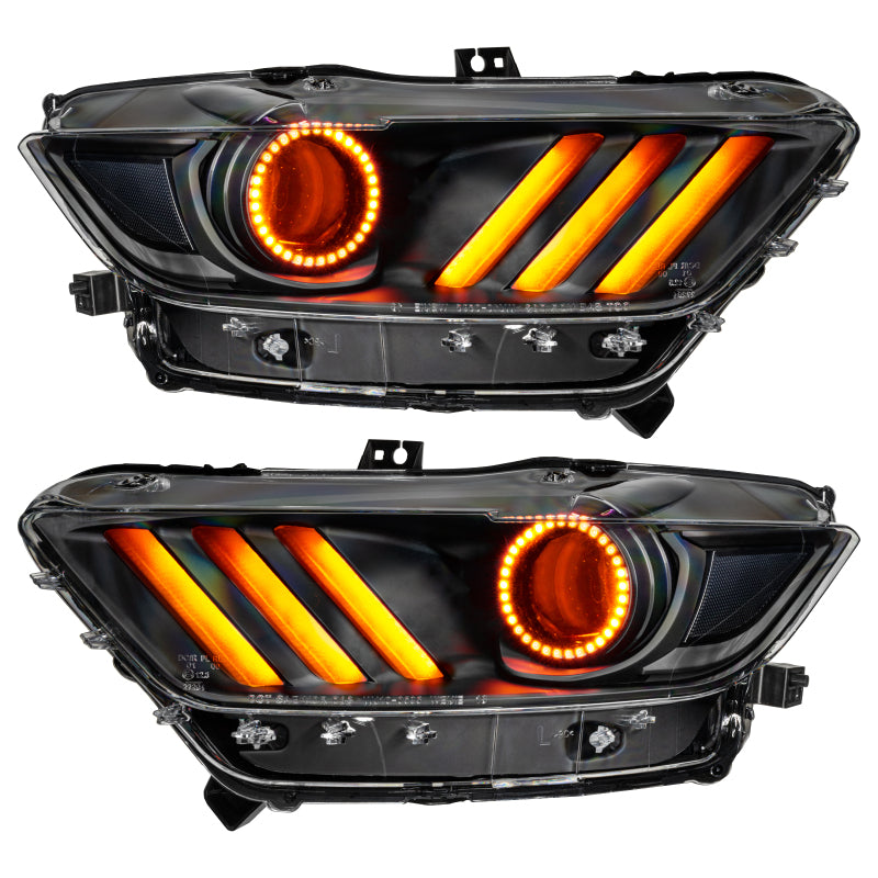 Oracle 15-17 Ford Mustang Dynamic RGB+A Pre-Assembled Headlights - Black - 8199-332