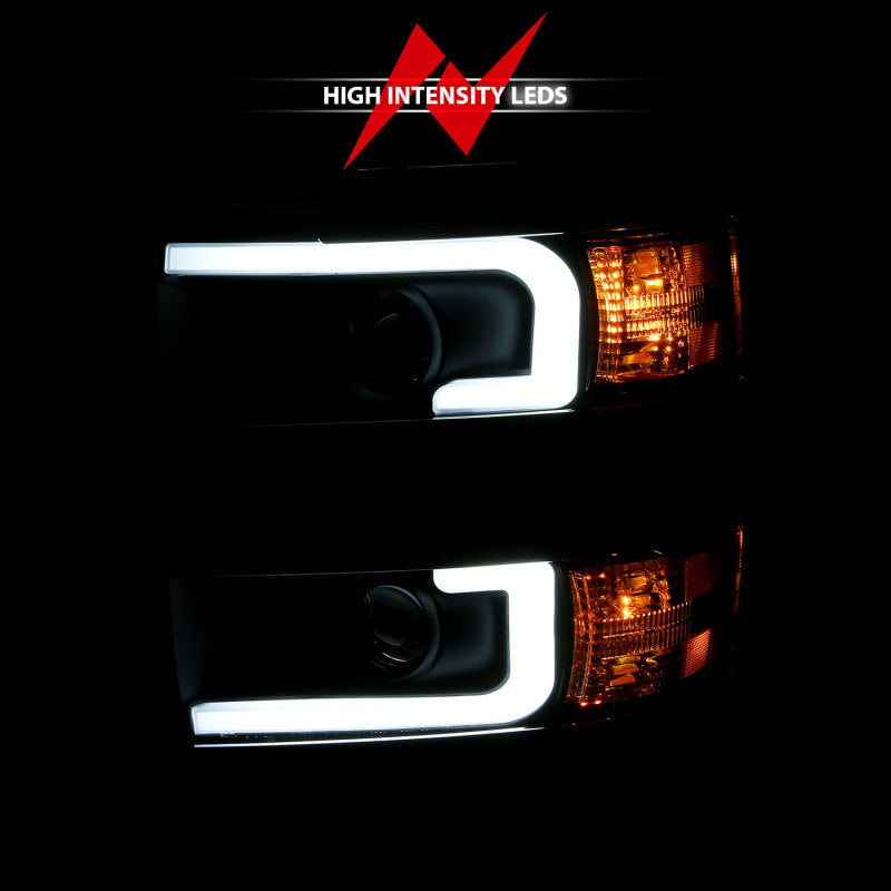 ANZO 2015-2016 Chevrolet Silverado Projector Headlights w/ Plank Style Design - 111359