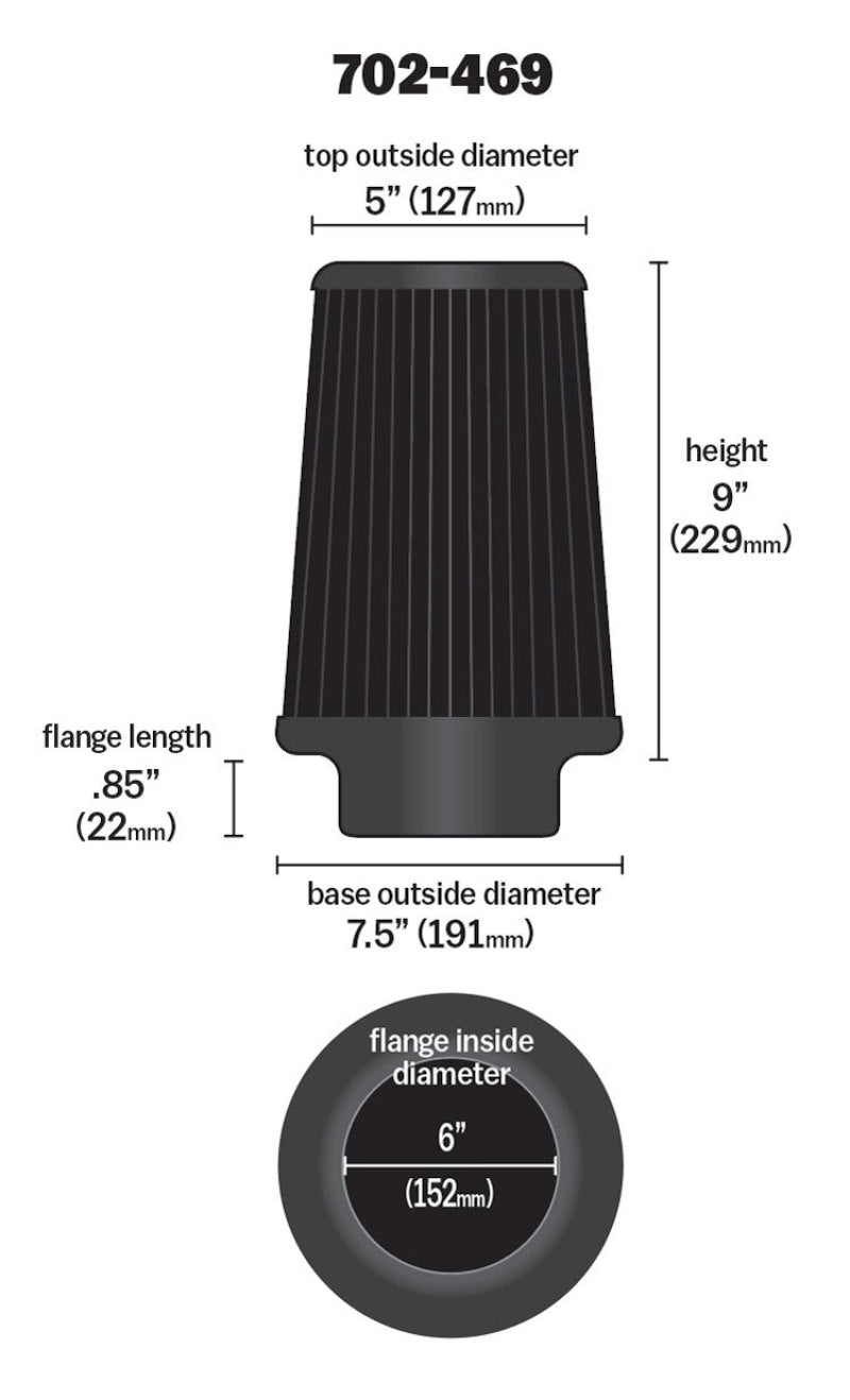 Airaid Universal Air Filter - Cone 6 x 7 1/4 - 702-469