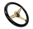 NRG Classic Wood Grain Steering Wheel (350mm) Black Grip w/Chrome - ST-015CG-BK.