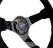NRG Reinforced Steering Wheel (350mm / 3in. Deep) Blk Suede - RST-036BK-S.