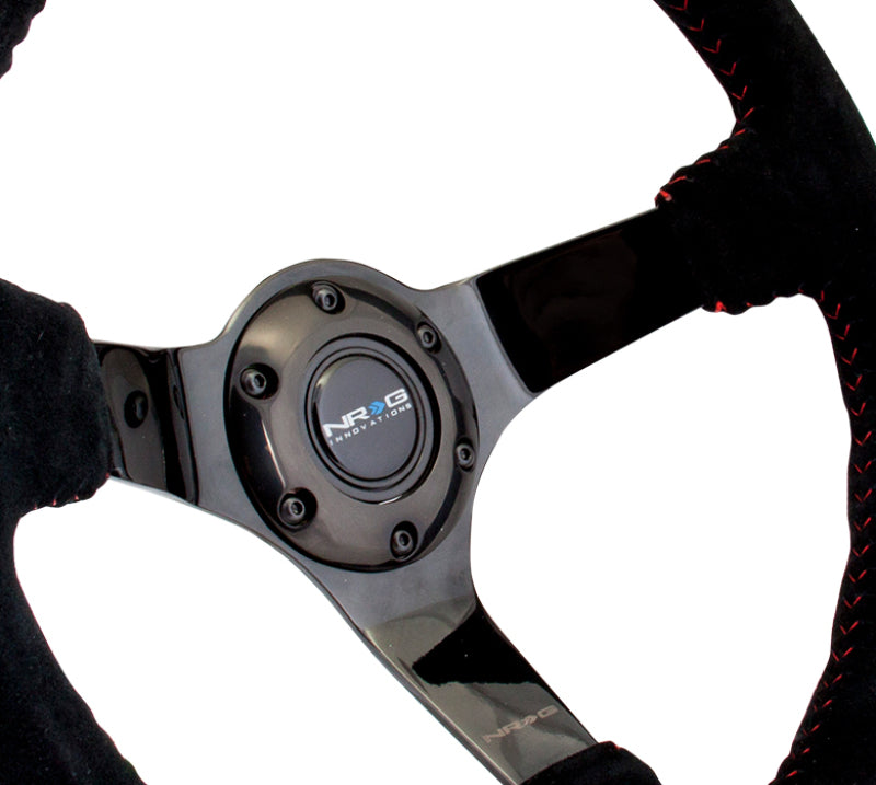NRG Reinforced Steering Wheel (350mm / 3in. Deep) Blk Suede - RST-036BK-S.