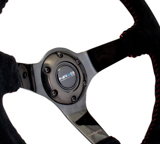 NRG Reinforced Steering Wheel (350mm / 3in. Deep) Blk Suede - RST-036BK-S.