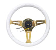 NRG Classic Wood Grain Steering Wheel (350mm) White Grip w/Chrome - ST-015CG-WT.