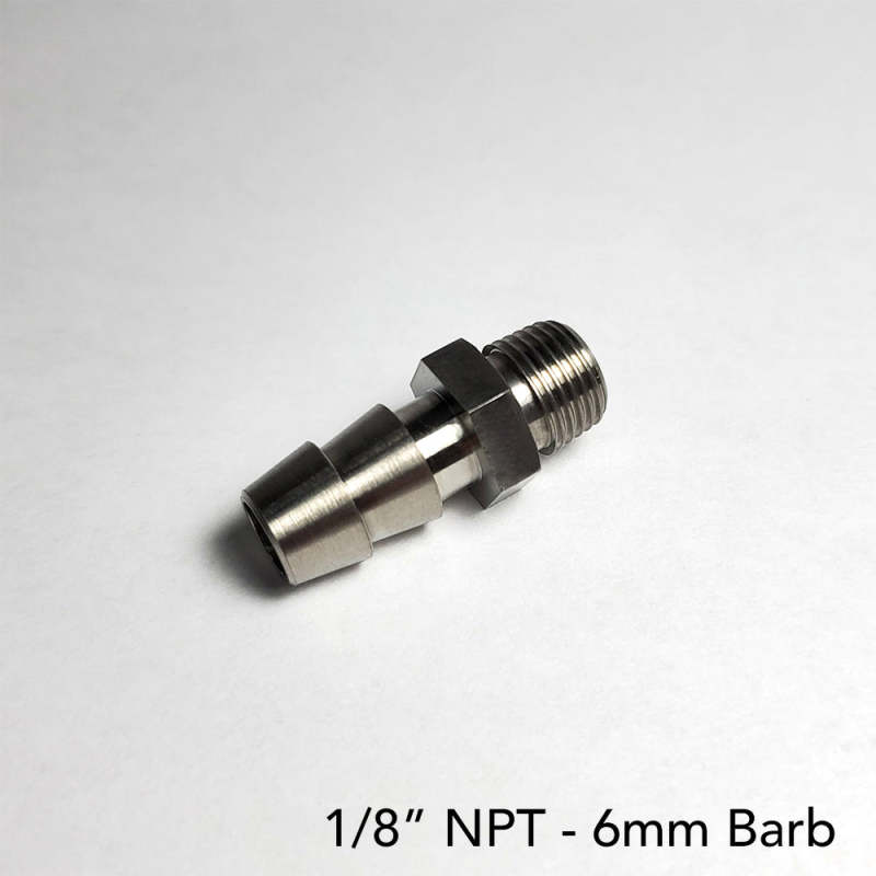 Ticon Industries 6mm Barb Type 28mm OAL1/8in NPT Fitting - 124-06001-0028