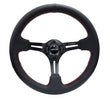 NRG Reinforced Steering Wheel (350mm / 3in. Deep) Black Leather/Red - RST-018R-RS.