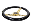 NRG Classic Wood Grain Steering Wheel (350mm) Black Grip w/Chrome - ST-015CG-BK.