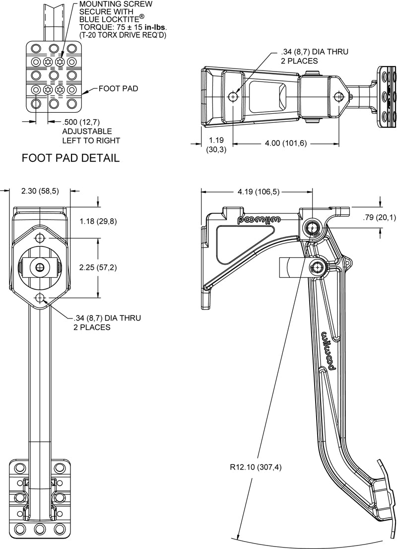 Wilwood Clutch Kit - Forged Adj. Pedal / MC / Slave - Sw - 341-15170.