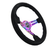 NRG Reinforced Steering Wheel (350mm / 3in. Deep) Blk Suede/Blk - RST-018S-MCBS.