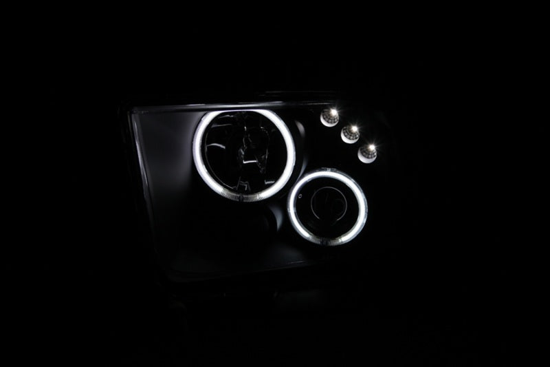 ANZO 2005-2009 Ford Mustang Projector Headlights w/ Halo Black - 121166