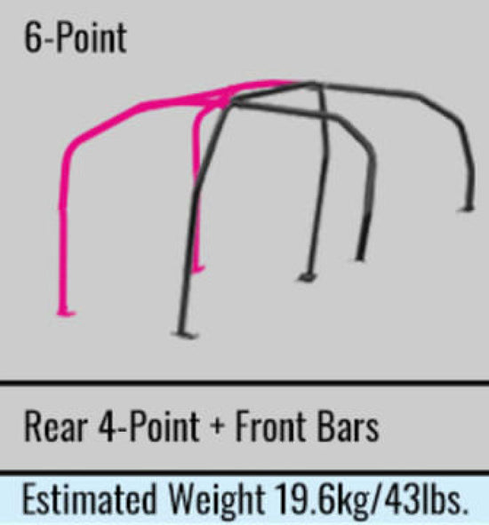 Cusco Chromoly Roll Cage 7 Point 2 Passenger Through Dash - 322 265 B.