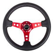 NRG Reinforced Steering Wheel (350mm / 3in. Deep) Blk Leather - RST-006RD.