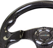NRG Carbon Fiber Steering Wheel (320mm) Flat Bottom w/Shiny Black - ST-009CF/BK.