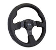NRG Reinforced Steering Wheel (320mm) Black Leather w/Black Stitching - RST-012R.