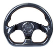 NRG Carbon Fiber Steering Wheel (320mm) Flat Bottom w/Shiny Black - ST-009CF/BK.