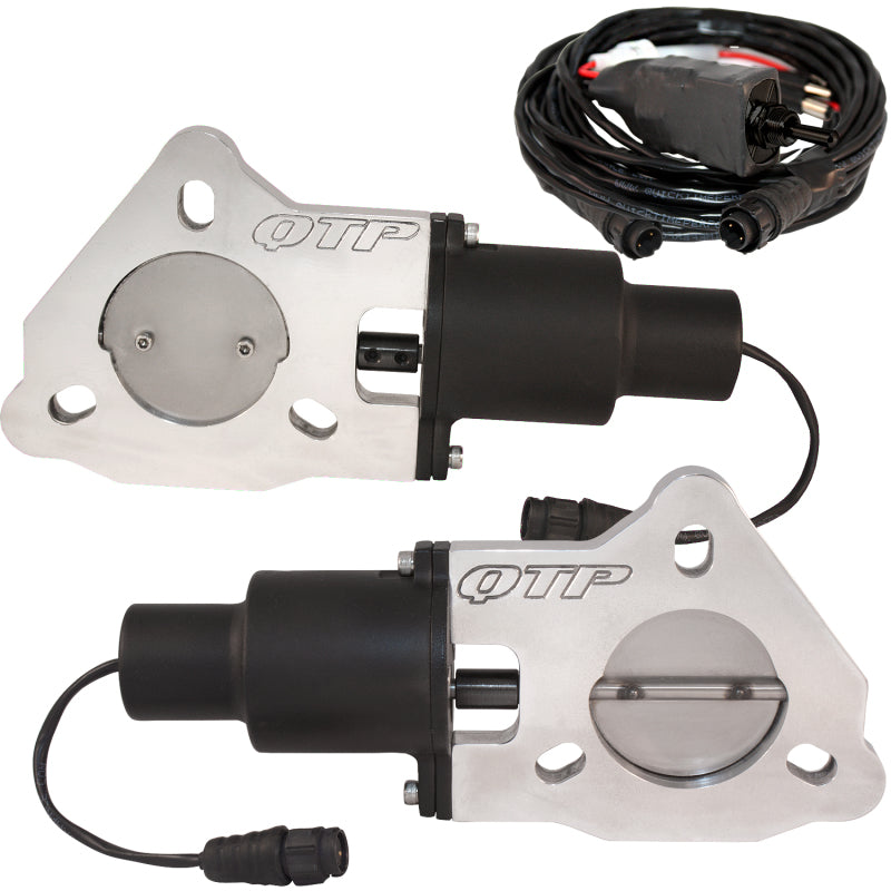 QTP 2.5in Bolt-On QTEC Dual Electric Cutout Valves - Pair - QTEC50.