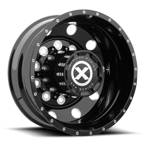 Set of 4: ATX Ao400 Baja Wheel, 22x8.25 -168 Offset 10x285.75, Gloss Black Milled Rear - AO40022510302