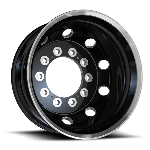 Set of 4: ATX Ao404 Journey Wheel, 22x8.25 -168 Offset 10x285.75, Glossy Black With Polished Lip Rear Outer - AO40422510302H