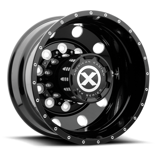 Set of 4: ATX Ao405 Trex Wheel, 22x8.25 -168 Offset 10x285.75, Gloss Black Milled Rear - AO40522510302H
