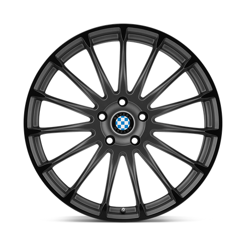 Set of 4: Beyern Aviatic Wheel, 19x9.5 +15 Offset 5x120, Matte Gunmetal W/ Gloss Black Lip - 1995BYA155120B72