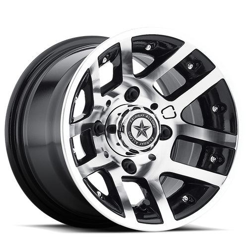 Set of 4: Fairway Alloys Fa121 Illusion Wheel, 10x7.0 -25 Offset 4x101.6, Machined Gloss Black - FA-121-M