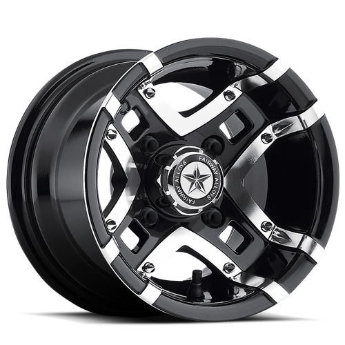 Set of 4: Fairway Alloys Fa123 Prestige Wheel, 10x7.0 -25 Offset 4x101.6, Gloss Black Machined - FA-123-M