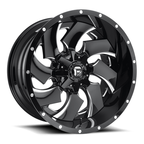 Set of 4: Fuel D574 Cleaver Wheel, 20x12.0 -44 Offset 8x165.1, Gloss Black Milled - D57420208247