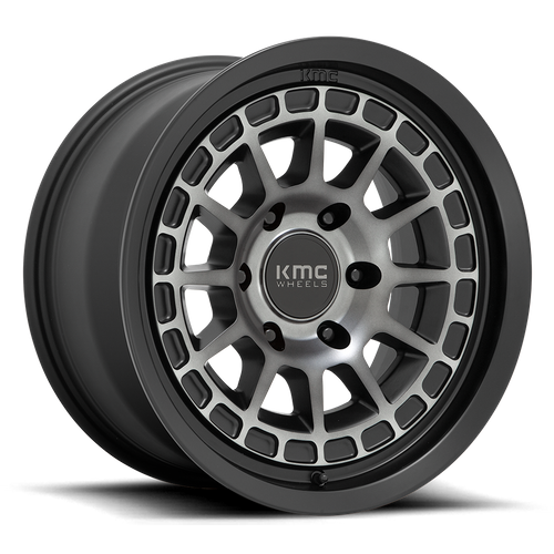 Set of 4: KMC Km719 Canyon Wheel, 17x8.0 +20 Offset 6x139.7, Satin Black With Gray Tint - KM71978068420