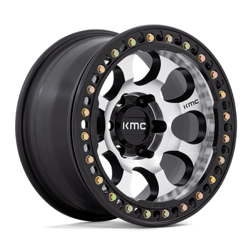KMC Km237 Riot Beadlock Wheel, 17x8.5 +0 Offset 5x127, Machined Face Satin Black Windows With Satin Black Ring - KM237DB17855000