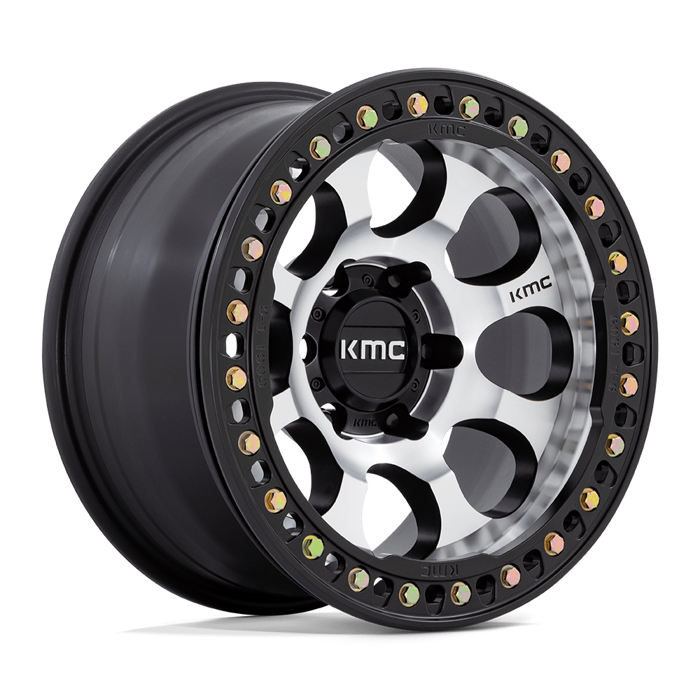 KMC Km237 Riot Beadlock Wheel, 17x8.5 +0 Offset 5x127, Machined Face Satin Black Windows With Satin Black Ring - KM237DB17855000